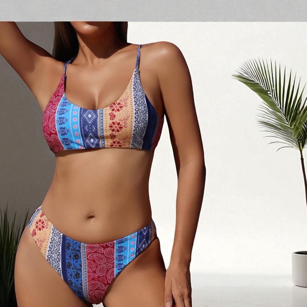 Multicolor Patterned Bikini Set - image 1